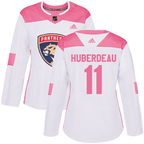 Adidas Panthers #11 Jonathan Huberdeau White/Pink Authentic Fashion Women's Stitched NHL Jersey